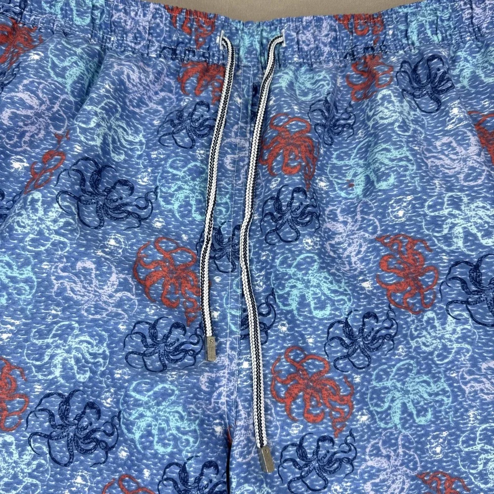 Peter Millar Swim Trunks Men's XL Blue Nautical Octopus Mesh Lined Pocket